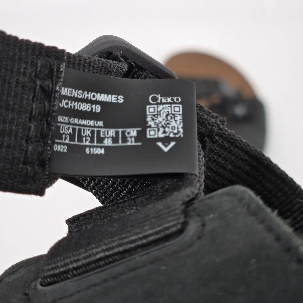 Chaco Men Lowdown Leather Slide Sandals Black Brown Water Travel Gorpcore 13 EUC